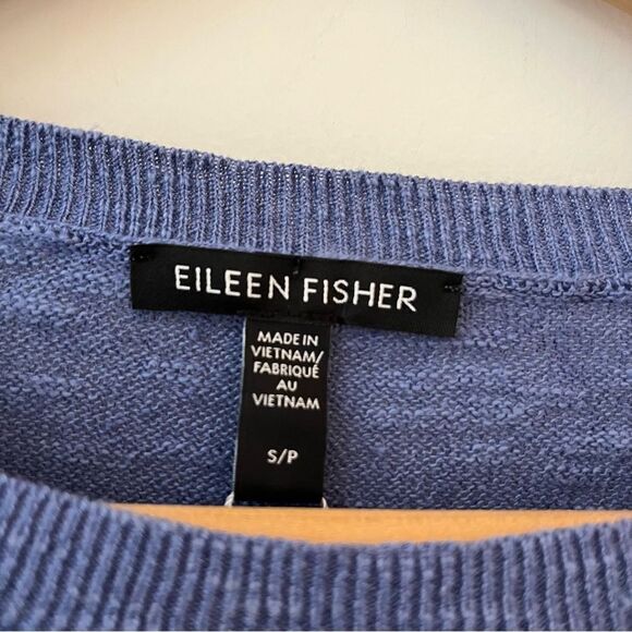 Eileen Fisher Long Sleeve Linen Cotton Box Top With Front Pocket Periwinkle NWT - Picture 5 of 11
